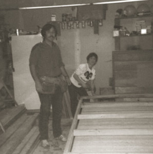 Greg & Jack Berlin building a garage door in 1975