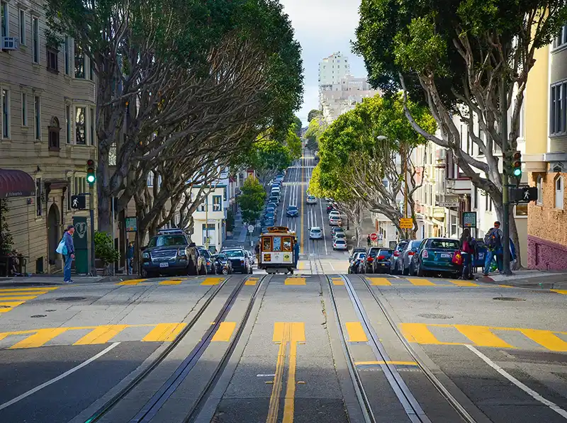 San Francisco street looking towards the bay